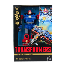 Transformers action figure packaging with robot and vehicle modes on a white background