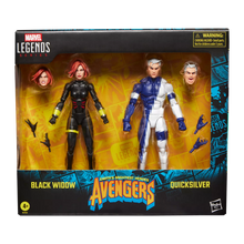 Marvel Legends Black Widow and Quicksilver action figures in packaging