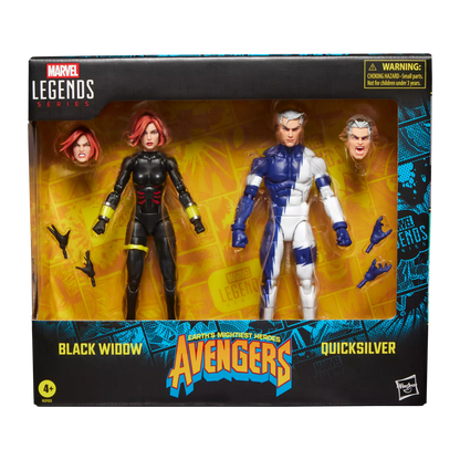 Marvel Legends Black Widow and Quicksilver action figures in packaging